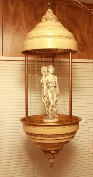 Rare Mid Century Modern Rain Oil Motion Lamp Light 3 Grecian Ladies Goddesses