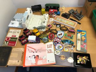 Antique And Vintage Junk Drawer Toys Books Pins Patches And More