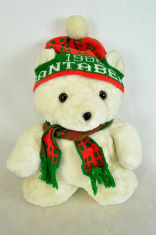 Vintage Dayton Hudson Plush 1986 Santa Bear Stuffed Polar Bear 18 " Hat & Scarf