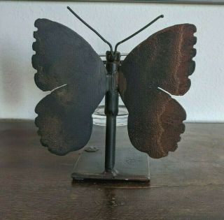Jan Barboglio Iron Butterfly Candle Holder With Glass Votive Retired Rare