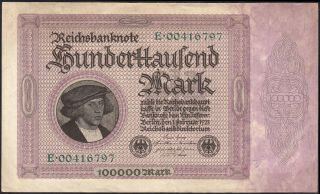 1923 100000 Mark Germany Vintage Paper Money Banknote Currency Bill Antique Xf