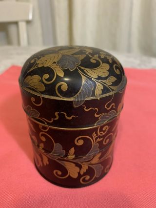 Antique Japanese/chinese Real Gold Hand Painted Wood Lacquer Box Rare