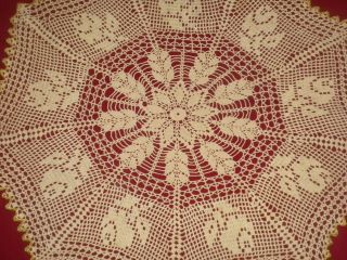 Antique&vintage Handmade Ecru Roses Cotton Crochet Lace Tablecloth Code:b161