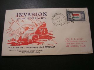 Ww2 Patriotic Cover D - Day 6/6/1944 Rare Invasion Cover Arsenal Station