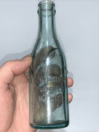Antique 1920’s Newfoundland F.  B.  Wood Co.  Embossed Soda Bottle - St.  John 
