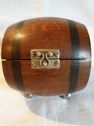 Antique Vintage Art Deco Oak Wood Treen Tea Caddy Tobacco Barrel Unusual