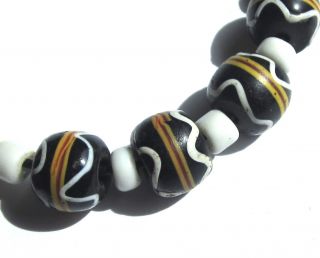 4 Rare Stunning Old Black/yellow/red/white Venetian Antique Beads African Trade