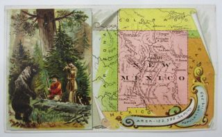 Antique Mexico Territory Map Victorian Trade Card Arbuckles 