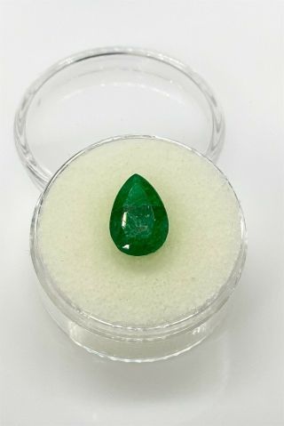 Rare $3000 3.  17ct Pear Cut Colombian Emerald Loose Gem