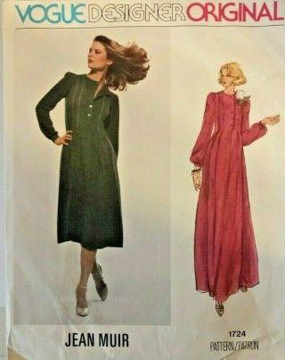 Vogue 1724 Sewing Pattern Dress Size 12 Vintage Rare Jean Muir