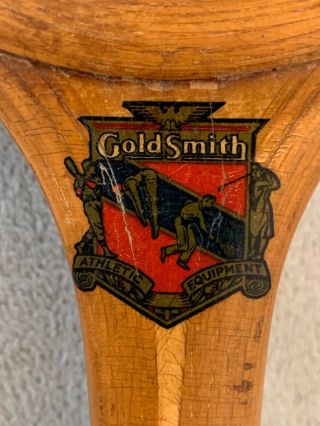 Rare Antique Circa 1910 Goldsmith International Wood Tennis Racket