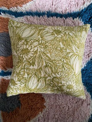 Vintage Floral Throw Pillow Schoolhouse Electric Green With Zipper And Down Pill
