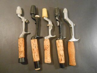 5 Vintage Fishing Rod Handles / Cork Grip All Metal Great Lakes Smooth Cast