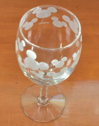Disney Parks Etched Mickey Mouse Head & Ears Logo Wine Water Glass 7 " Rare