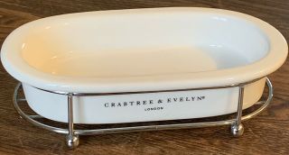 Crabtree & Evelyn Ceramic And Chrome Soapdish