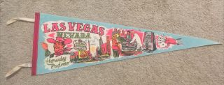 Rare Vintage Las Vegas Nevada Pennant Golden Nugget Gambling Hall 26.  5”