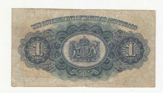 1 DOLLAR VG - FINE BANKNOTE FROM BRITISH TRINIDAD AND TOBAGO 1939 PICK - 5 RARE 2