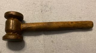 Antique Vintage Gavel Looking Hammer With Wood Handle Metal Head Tool Read Note