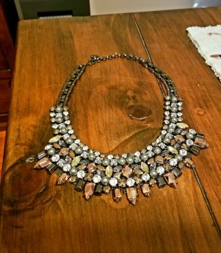 Stella and Dot Authentic Necklace Rare Kahlo Rose Gold Black Pearl Hematite gems 2