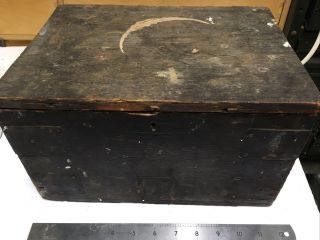 Vintage Wooden Box For Renovation With Brass Handles & Hinges - 12” X 7” X 8.  5”