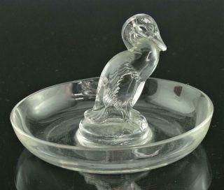 Very Rare Rene Lalique " Canard " Duck Pin Dish,  Clear,  Signed R.  Lalique C1925