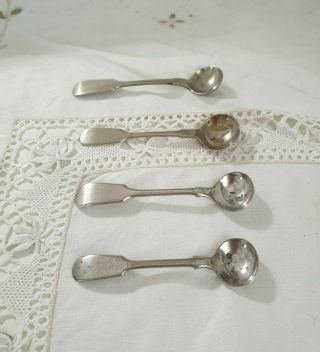 Vintage Cutlery Epns Silver Plate Fiddle Mustard Spoons X 4