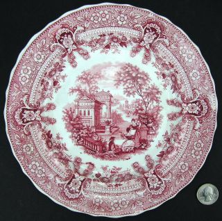 Antique Staffordshire Pearlware Red Transferware Plate Milanese Villas Dillon