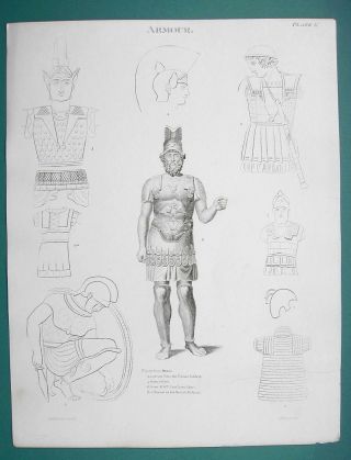 Armor Ancient Egyptian Roman Etruscan - 1820 Abraham Rees Print