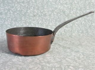 Antique French 20cm TIN LINED COPPER SAUTE PAN Stamped Initials FD 2