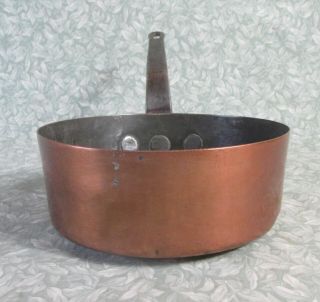 Antique French 20cm TIN LINED COPPER SAUTE PAN Stamped Initials FD 3