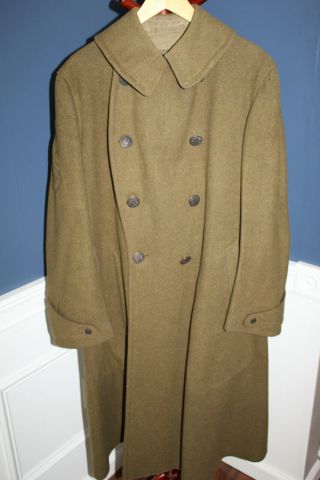 Rare Ww1 U.  S.  Army S/sgt.  Patched Od Wool Overcoat,  Very