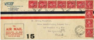1927 Us Air Mail Cover 10 Stamps San Francisco To Ny City Rare Cover