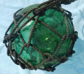 Vintage Japanese Glass Netted Fish Floats –aqua Green – Large Uncleaned 11 "