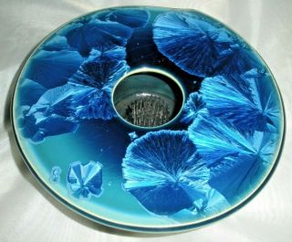 Gorgeous Studio Pottery Ikebana Vase,  Green Blue Crystalline Glaze