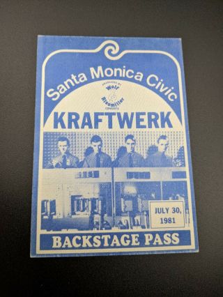 1981 Kraftwerk Backstage Pass Santa Monica Civic Center - - Early Rare Pass Alt