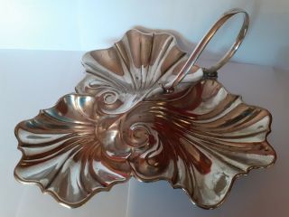 Stunning Large Sized Art Nouveau Silver Plated Leaf Design Serving/snacks Dish