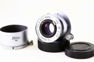 Rare Tokyo Opt.  Co Simlar 5cm 50mm F/3.  5 Ltm39 Lens W/hood From Japan 5667