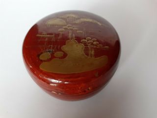 Stunning Antique/vintage Oriental Red Lacquered Patch Or Trinket Box
