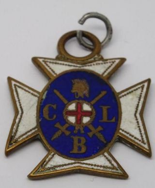 Antique Church Lads Brigade Clb Service Medal Fob,  4.  2cm X 3.  3cm