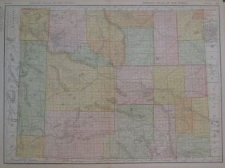 1912 Map Wyoming Railroads Shoshone Indian Reservation Laramie Sheridan