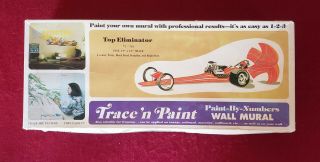 Vintage Trace And Paint By Numbers Wall Mural.  Top Eliminator Drag Racer.  1976.
