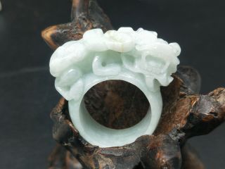 Chinese Hand - Carved Delicate And Natural Jadeite Jade Fine Finger Ring Pendant