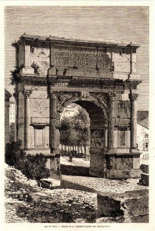 Antique Print Rome Arch Of Titus Arco Stampa Antica Roma 1868