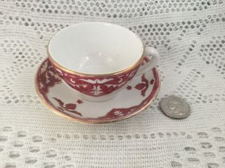 Antique Opaque De Sarreguemines Demitasse Cup & Saucer - Red & Gold.  2064 2