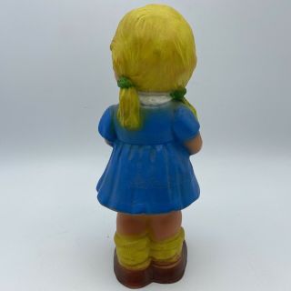 Vintage Squeaker Toy Girl Doll Germany Holding Flowers 3