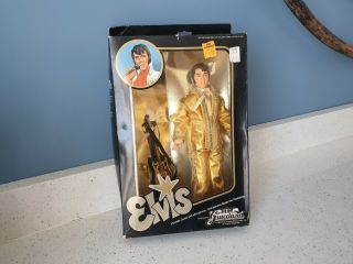 Vintage Antique 1984 Graceland 12 " Elvis Presley Doll Box Gold Suit Toy