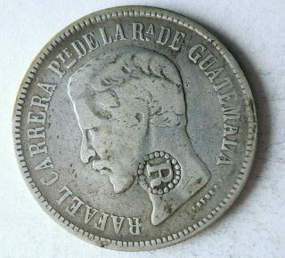 1862 El Salvador 2 Reales - Stamped Onto Guatemala 2 Reales - Silver Rare - J21