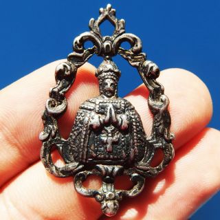 Rare Our Lady Of Tabernacle Silver Medal Antique Virgen Del Sagrario Charm