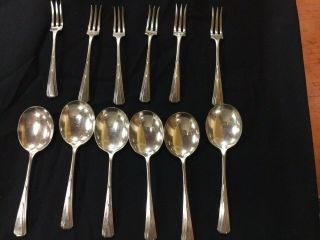Set Of 12 Vintage Silver Plate Fruit? Forks And Spoons 6”