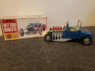 Very Rare Bandai Battery Operated Hot Rod Racer Tin Toy And Box